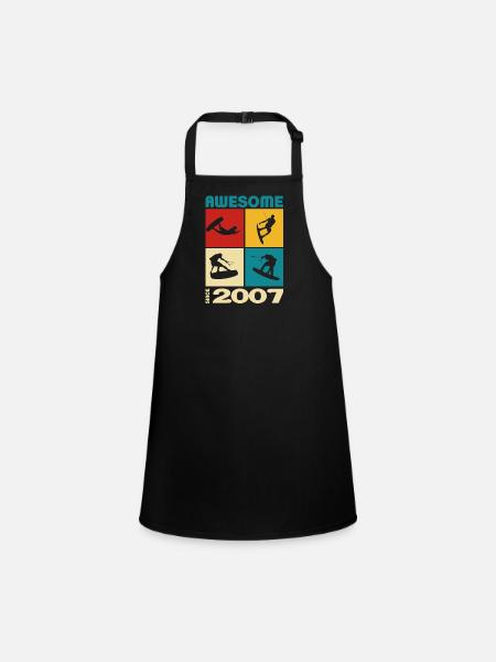 Awesome since 2007. Wakeboard Lifestyle - Children's Apron - black - Front