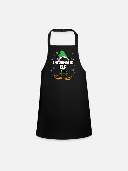 Informatik Elf Partnerlook Weihnachten - Schürze für Kinder - Schwarz - Vorne