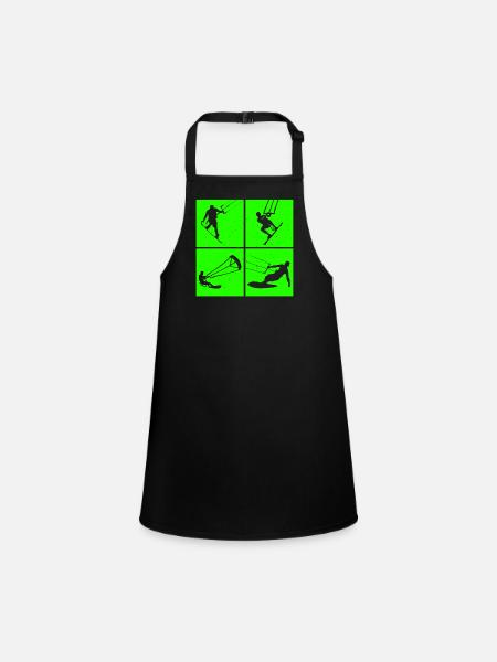 Kite Surfing, Kite Board, Lifestyle Vintage Design - Children's Apron - black - Front