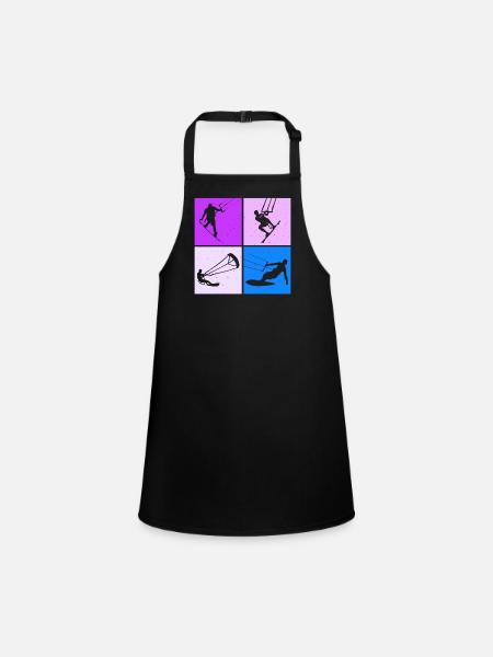 Kite Surfing, Kite Board, Lifestyle Vintage Design - Children's Apron - black - Front