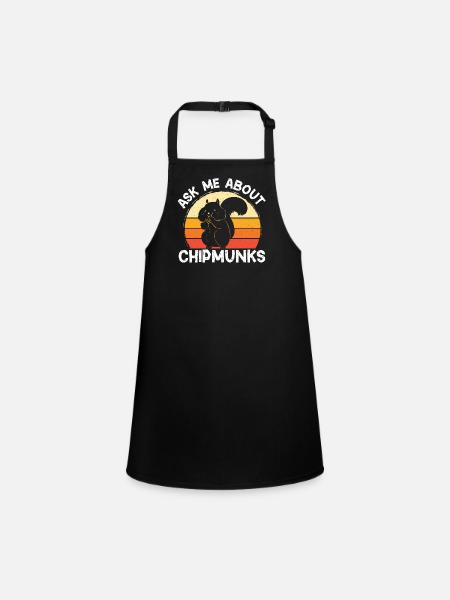 Chipmunk Rodent Gift - Children's Apron - black - Front