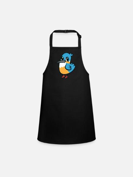 Kingfisher - mignon, mignon, grands yeux - Tablier Enfant - noir - Devant