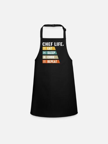 Chef Beani, Chef, Cuisine, Cinq étoiles, Or, 5, - Tablier Enfant - noir - Devant