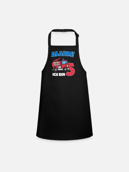 Geburtstagsshirt 5 Jahre Feuerwehr Geschenke - Schürze für Kinder - Schwarz - Vorne