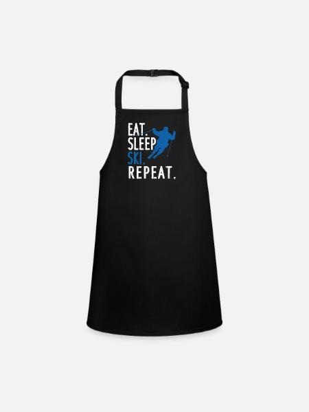 Skiing Winter sports Downhill skiers Essen - Children's Apron - black - Front