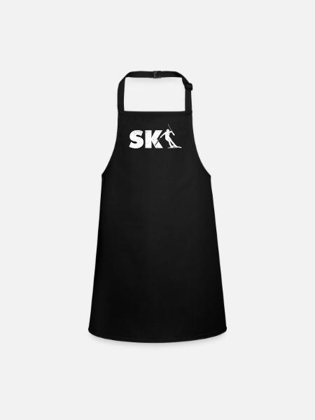 Distressed Look Skifahren Wintersportliebhaber - Schürze für Kinder - Schwarz - Vorne