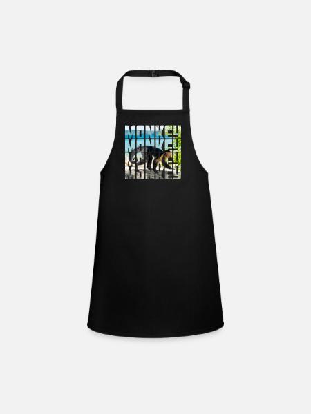 Monkey - Children's Apron - black - Front
