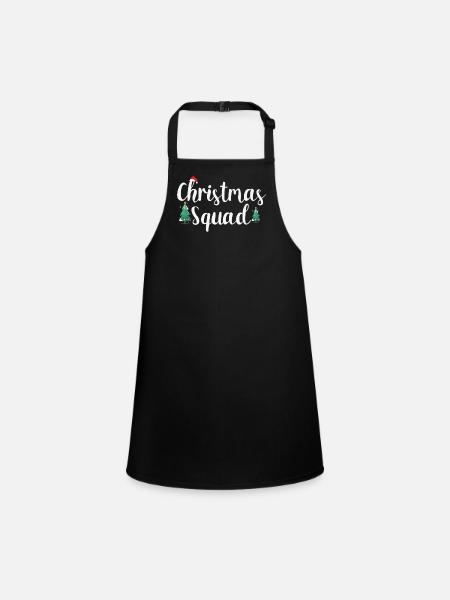 Weihnachtsteam Partnerlook - Schürze für Kinder - Schwarz - Vorne