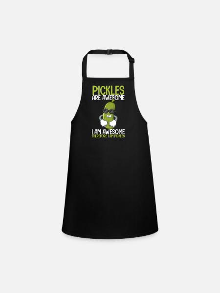 Cool Pickles Are Awesome, I Am Awesome Vegan Food - Children's Apron - black - Front