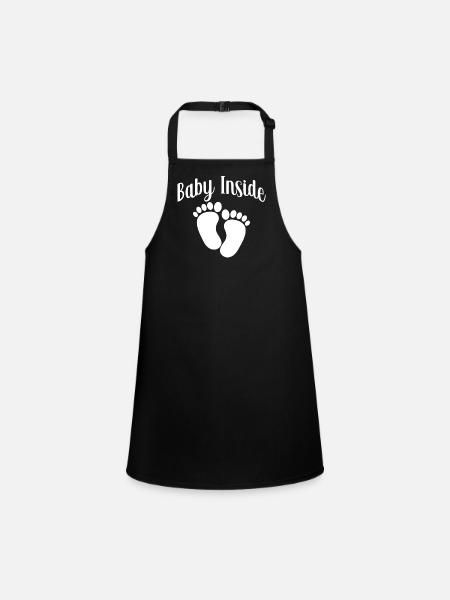 Baby Inside Pregnant Baby Inside Announcement - Children's Apron - black - Front