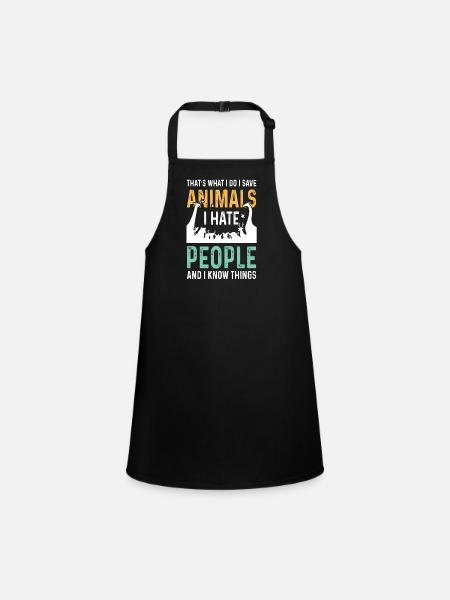 I hate people animal rights activists - Children's Apron - black - Front