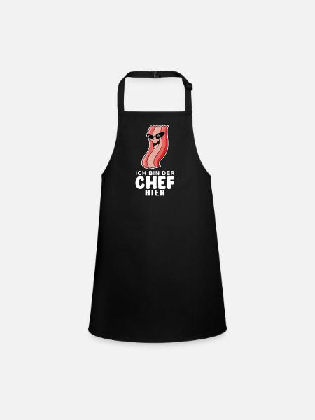 Baby Junge Lustiger Spruch Chef - Schürze für Kinder - Schwarz - Vorne