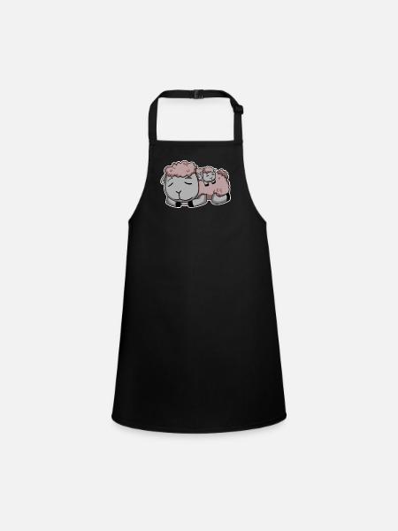 Sheep with baby Sheep - Children's Apron - black - Front