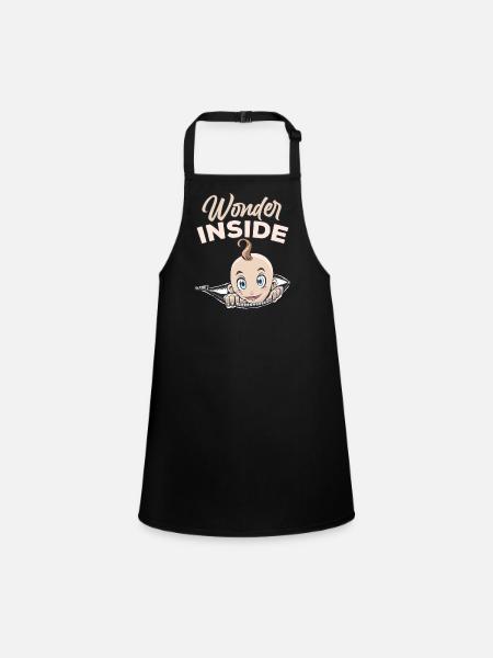 Miracles Inside Baby Inside Cute Pregnant - Children's Apron - black - Front