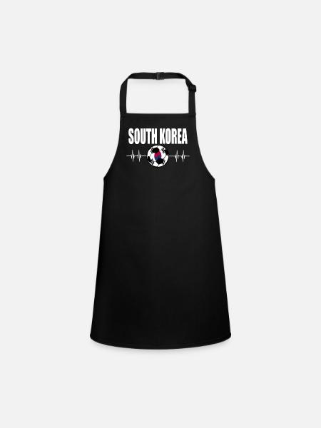 South Korea Football - Children's Apron - black - Front