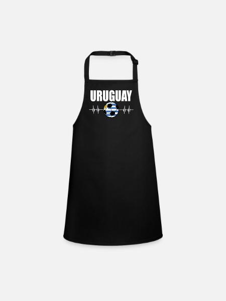 Uruguay Football - Children's Apron - black - Front