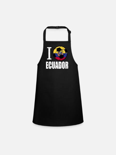 Ecuador Fußball - Schürze für Kinder - Schwarz - Vorne