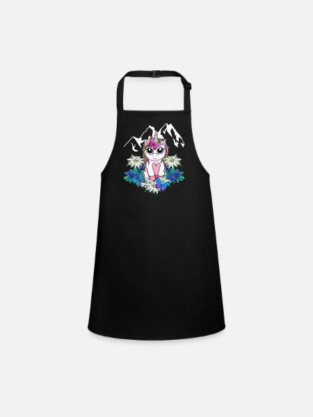 Alpes Licorne Printemps Animaux mythiques Alm Enfants - Tablier Enfant - noir - Devant