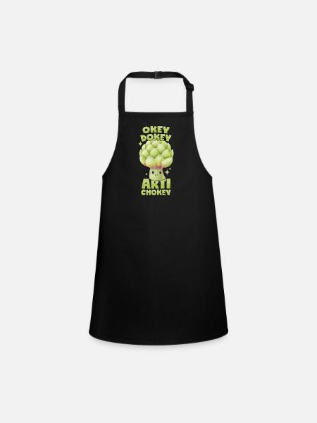Artischocke: Okey Dokey Artichokey - Schürze für Kinder - Schwarz - Vorne
