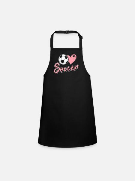 Soccer Lover Heart and Ball Soccer Lover Girls Soc - Schürze für Kinder - Schwarz - Vorne