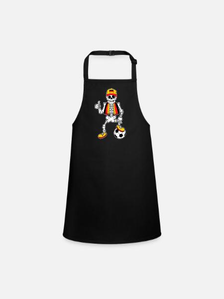 Skeleton Germany Fan German Football - Children's Apron - black - Front
