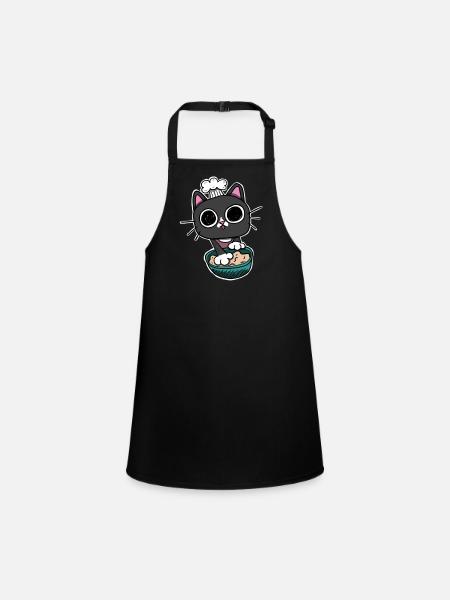 Kitty making Biscuits Cat Black - Children's Apron - black - Front