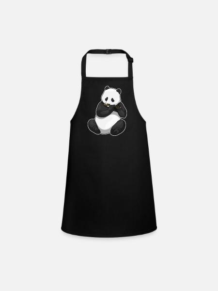 Panda Musicien Flûte Musique - Tablier Enfant - noir - Devant