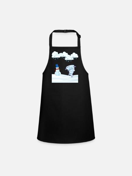 mignon bonhomme de neige d’hiver et vent - Tablier Enfant - noir - Devant