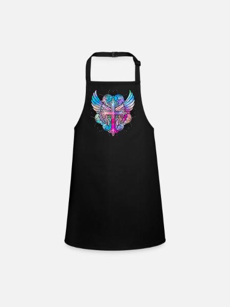 Christianity Cross - Children's Apron - black - Front