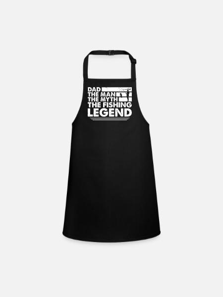Father Fishing Father's Day Angler Fishing Daddy Fish - Children's Apron - black - Front