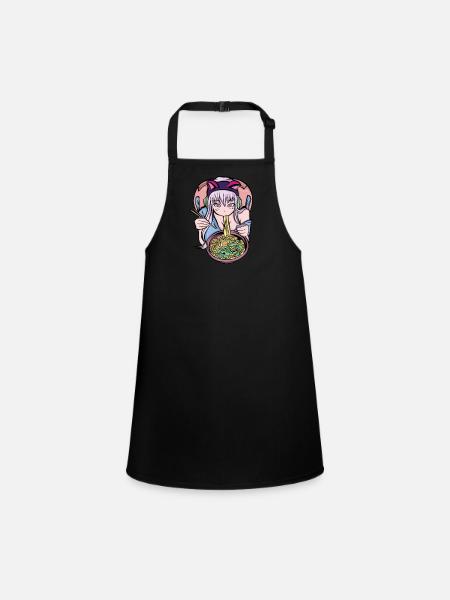 Anime Anime Manga Anime Girl - Children's Apron - black - Front