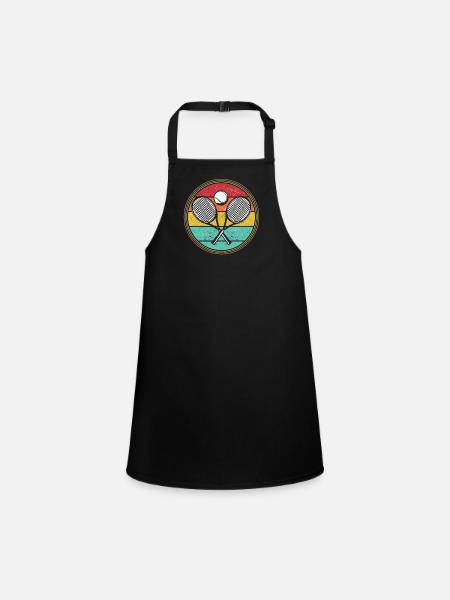 Tennis Player Retro Sunset Racket Ball - Children's Apron - black - Front