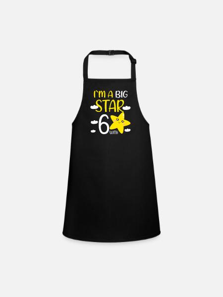 6 Year Old Birthday Girl Gift At A Big Star - Children's Apron - black - Front