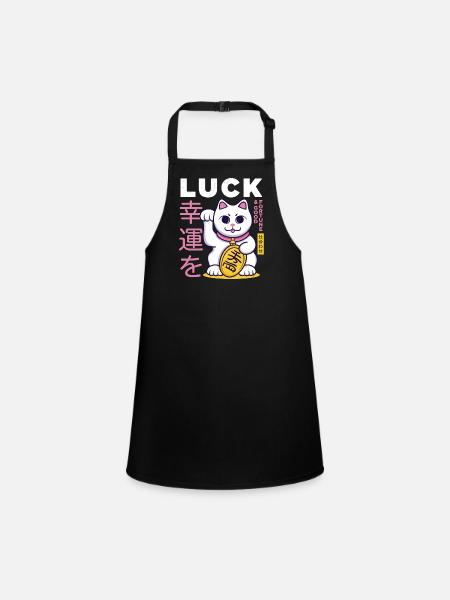 Lucky Cat Bonne chance - Tablier Enfant - noir - Devant