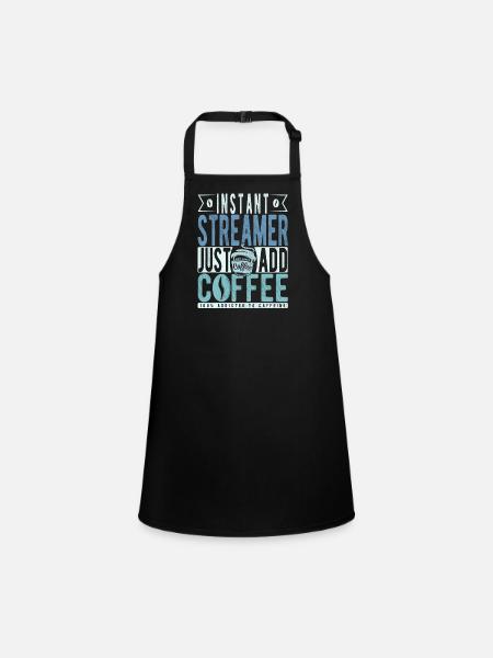 Streamer Coffee Saying - Children's Apron - black - Front