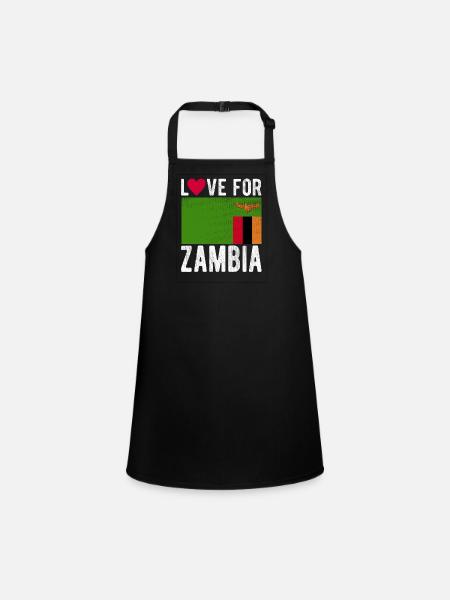 Zambia Souvenir - Children's Apron - black - Front