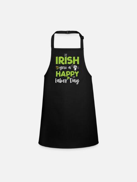 Irlandais Vous Joyeux Fête du Travail Trèfle Vert - Tablier Enfant - noir - Devant