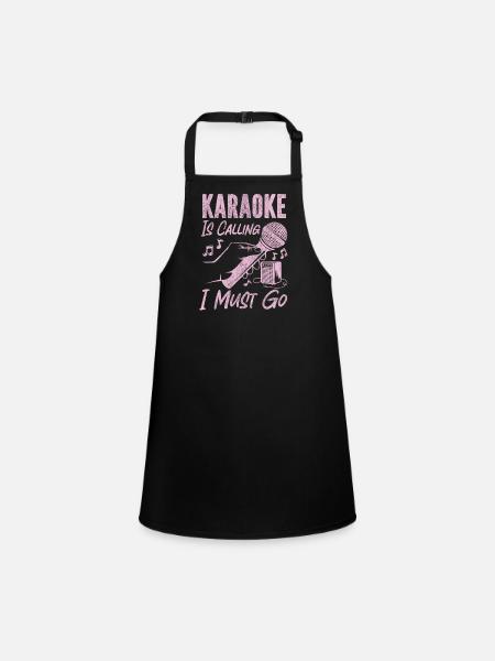 Karaoke Singer Vintage Karaoke Is - Children's Apron - black - Front