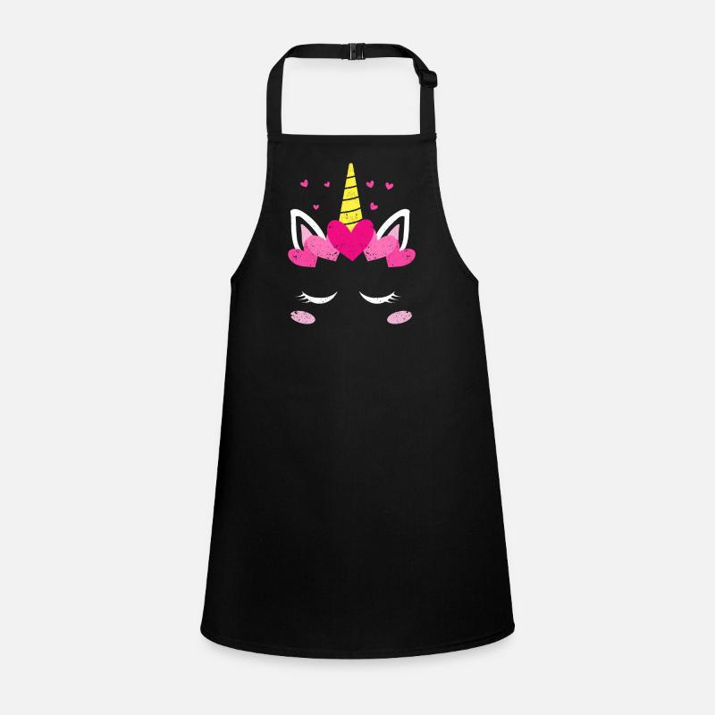 Valentine's Day Unicorn Face Hearts Cute Children's Apron