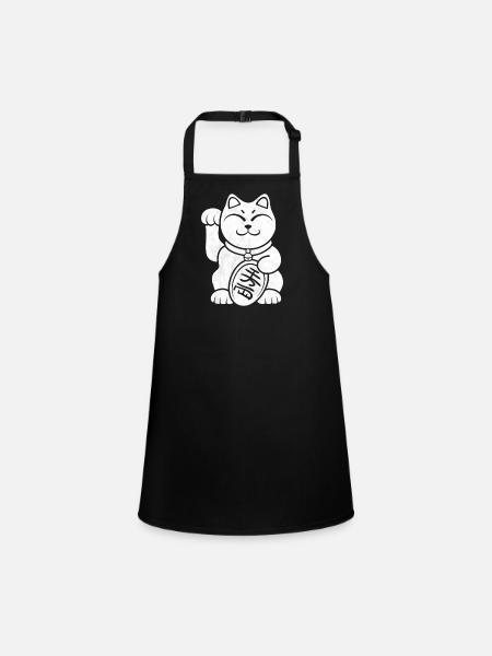 Chat chanceux - Tablier Enfant - noir - Devant