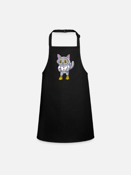 Underwater Cat Diving Diver - Children's Apron - black - Front