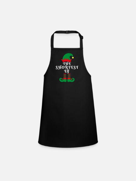 The SHORTEST ELF Santa's Little Helper Christmas - Children's Apron - black - Front
