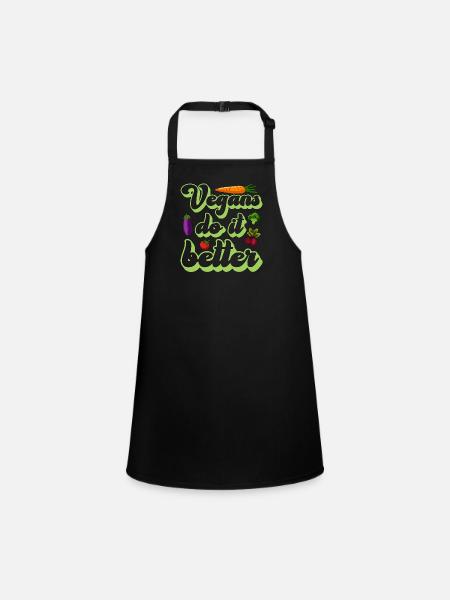 Vegan Diet Vegans Do It Meat Free Vegan Diet Lover - Children's Apron - black - Front