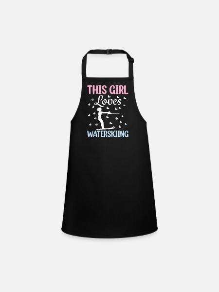 This girl loves water skiing water ski lovers - Children's Apron - black - Front