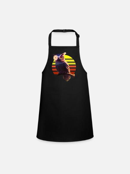 Robot Owl Hybrid Being - Children's Apron - black - Front