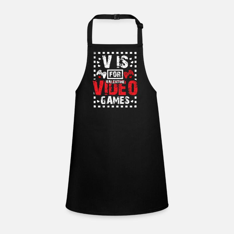 V is for Video Games Valentines Day Retro Console Children's Apron