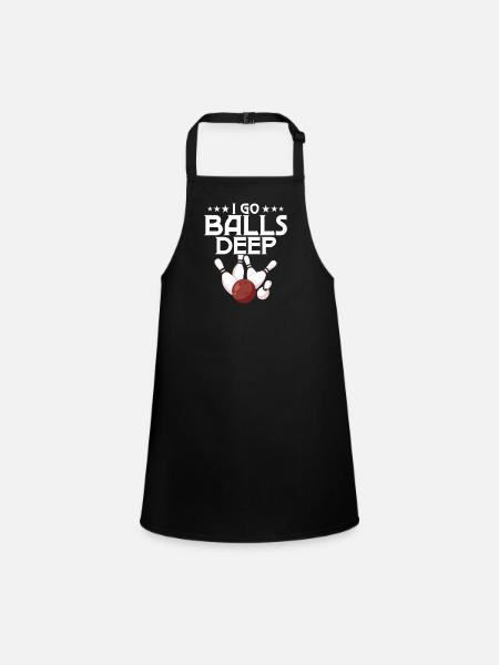 I Go Balls Deep Team Player BowlingBowler - Children's Apron - black - Front