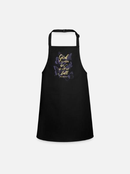 Butterflies Bible verse Christian - Children's Apron - black - Front