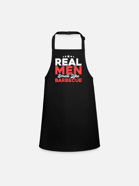 Real Men Smell Like Barbecue - Children's Apron - black - Front
