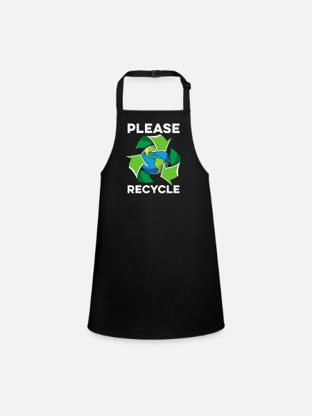 Recycling Please Recycle Reuse Go Green Recycler - Schürze für Kinder - Schwarz - Vorne
